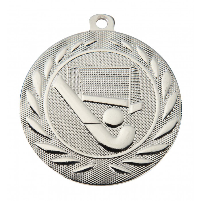 SILVER HOCKEY 50MM MEDAL ***SPECIAL OFFER 50% OFF RIBBON PRICE***